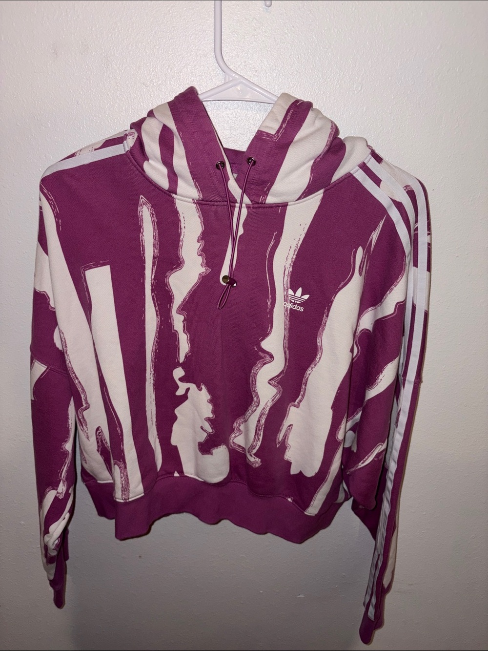 adidas Purple and Cream Abstract Stripe Hoodie